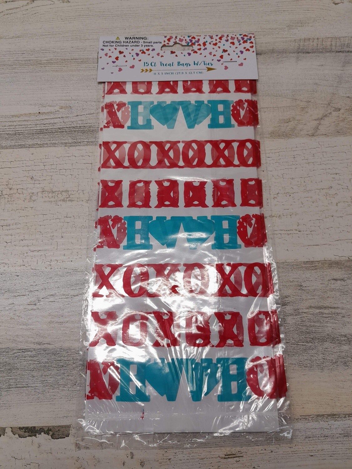 15pc Valentine Treat Bags w/Ties Assorted