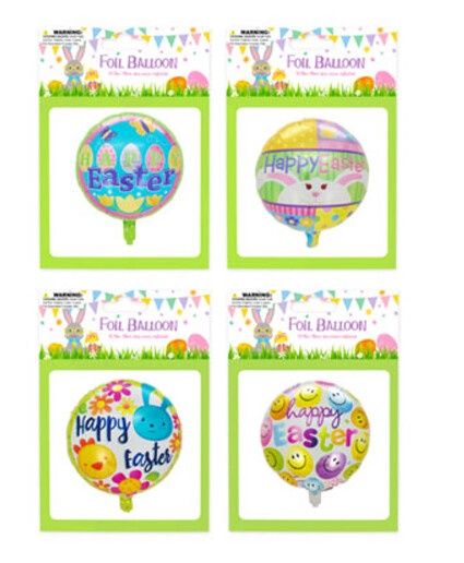 13.78&quot; Easter Foil Balloon w/Straw Assorted