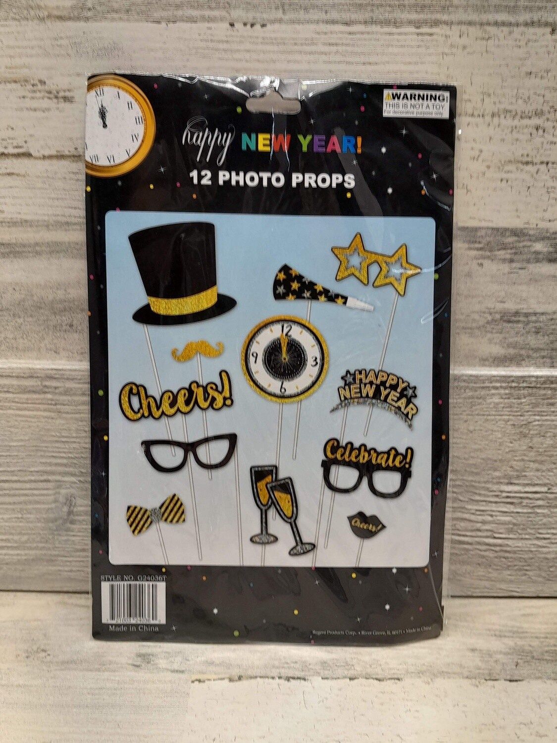 12pc New Years Photo Prop Kit Assorted