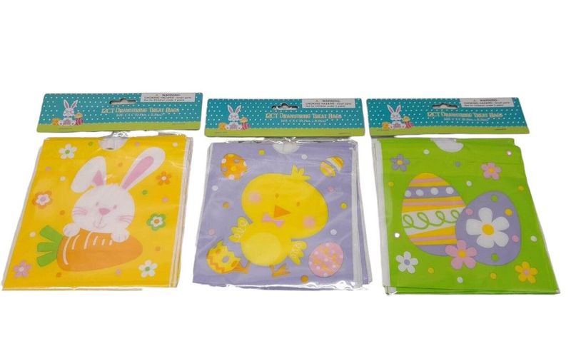 12pc 6&quot;x6&quot; Easter Treat Bags Assorted
