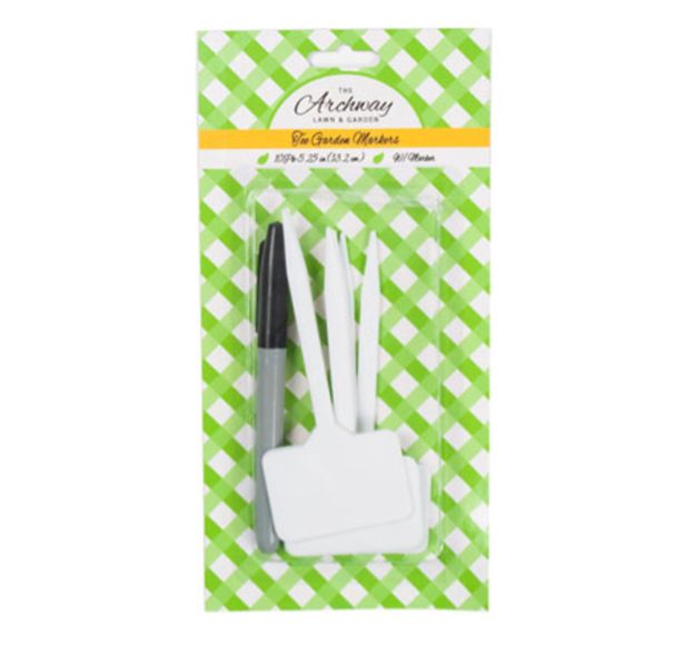 10pc 5.25&quot; Garden Tee Markers  White w/Marker