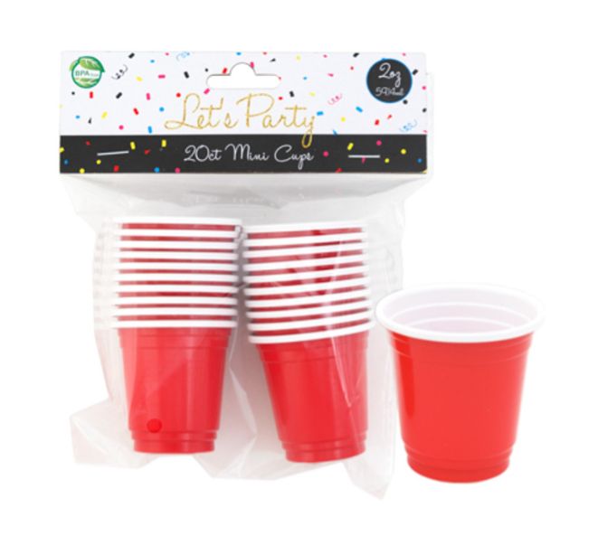 20pc 2oz Mini Cups Red/White