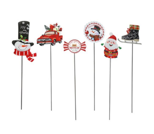 24" Metal Christmas Yard Stake Assorted (1 Piece)