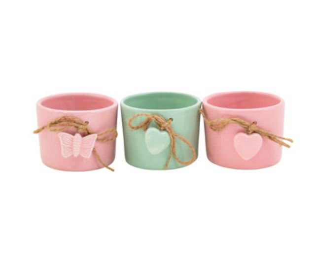 3.5&quot;x2.5&quot; Planter w/Twine Bow/Dangling Charm Assorted (Ceramic)