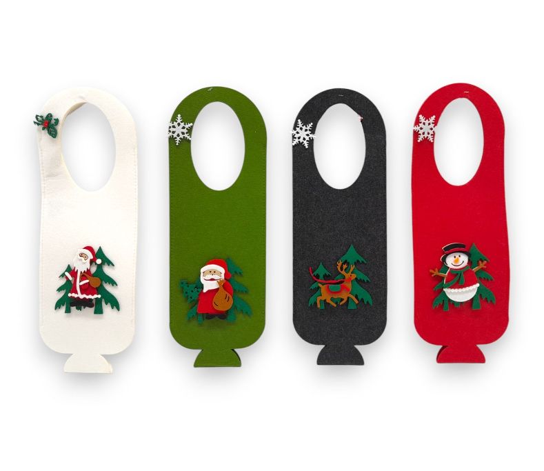 5.6&quot;x 15.25&quot; Felt Christmas Wine Bag Assorted
