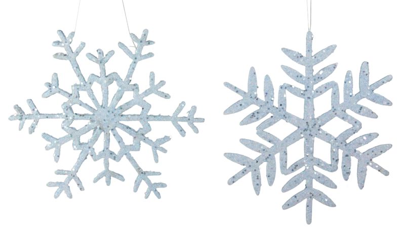 10&quot; Glitter Snowflake Ornament Ice Blue Assorted