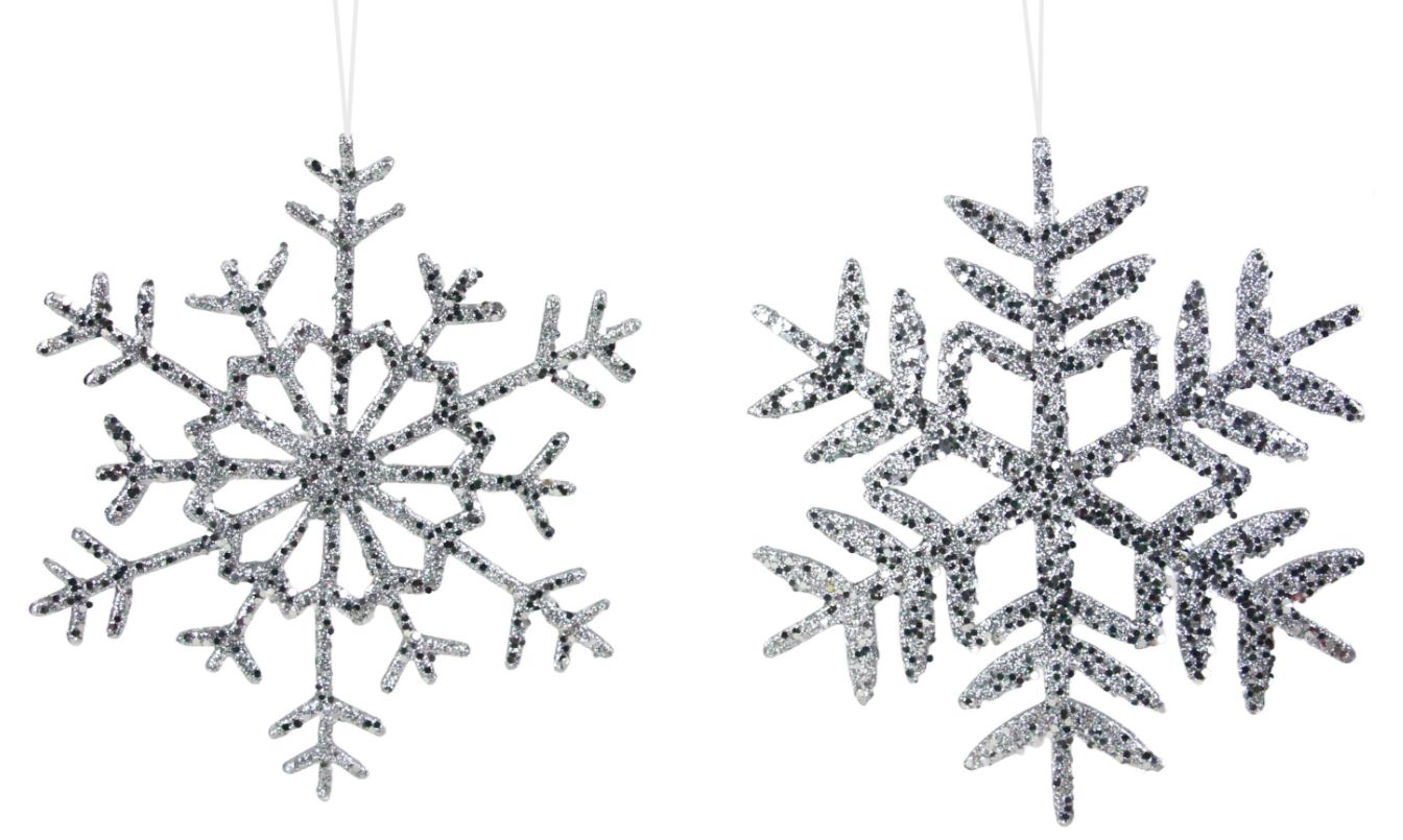 10&quot; Glitter Snowflake Ornament Silver Assorted