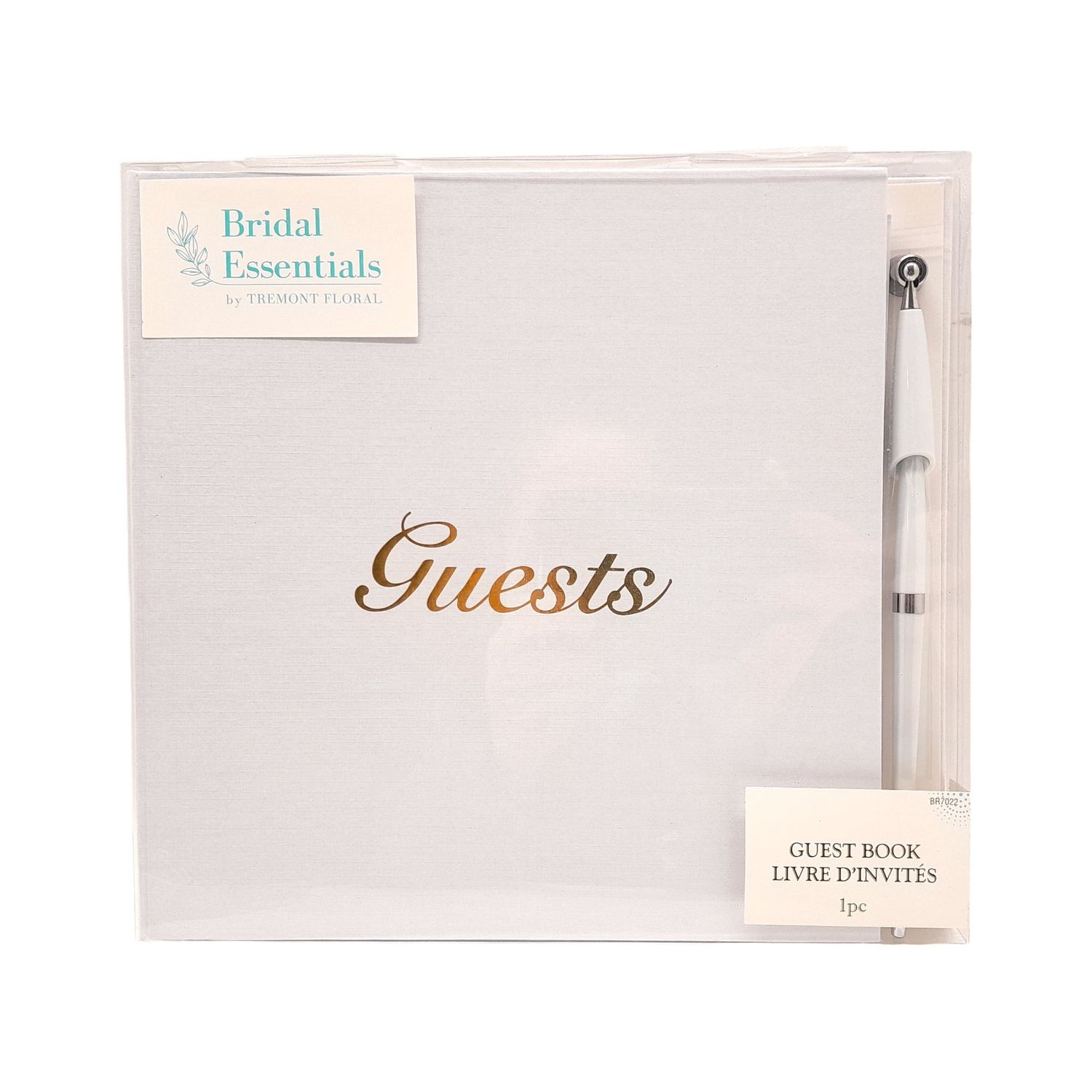 10.5&quot;x10&quot; Guest Book w/Pen White/Gold