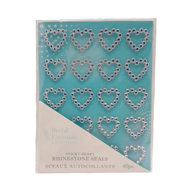 40pc 4mm Rhinestone Heart Stickers Crystal