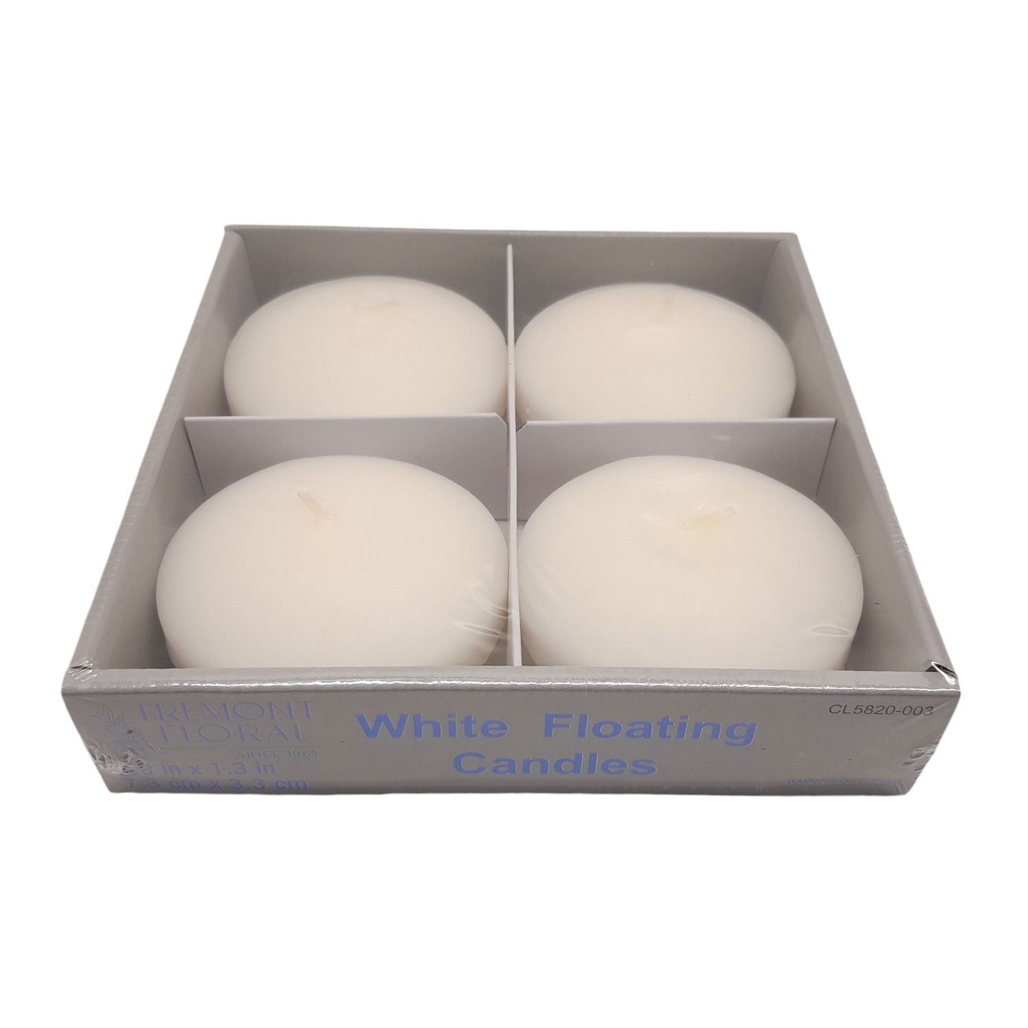 4pc 2.9&quot;x1.3&quot; Floating Candle White
