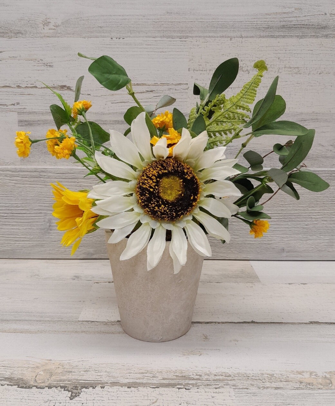 Potted Sunflower Arrangement Yellow/Green