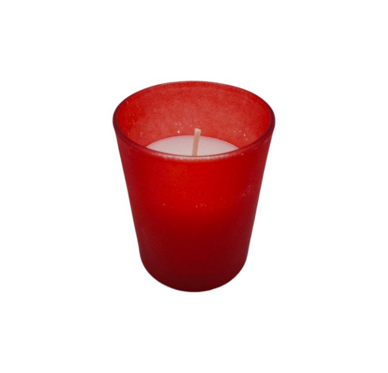 1pc Frosted Glass Filled Votive Red