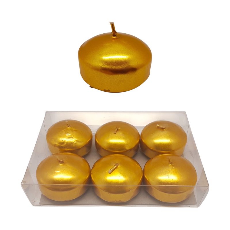 6pc 2&quot; Floating Candles Gold