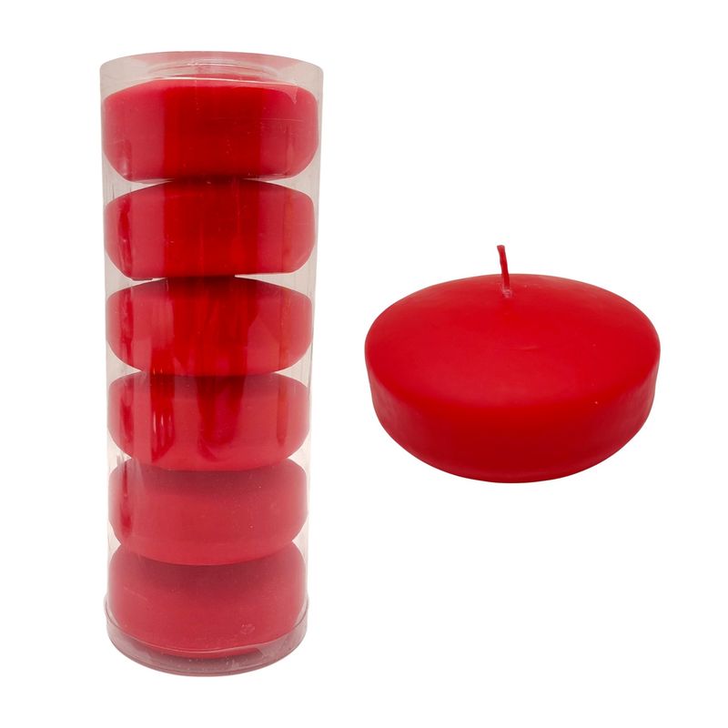 6pc 3&quot; Floating Candle Red