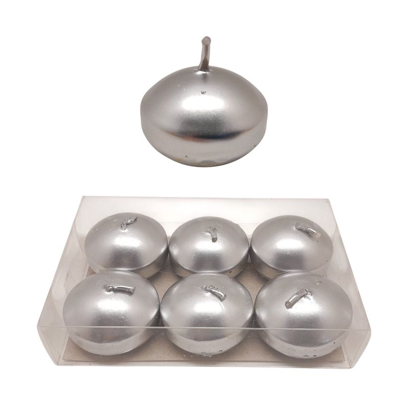 6pc 2&quot; Floating Candles Silver