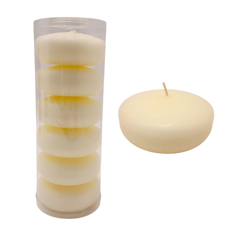 6pc 3&quot; Floating Candle Ivory
