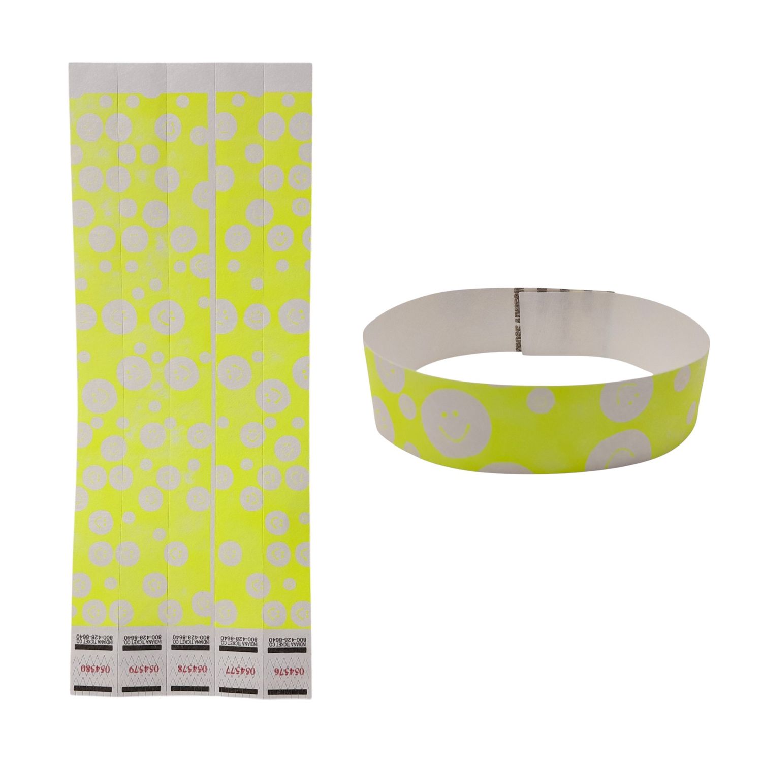 20pc Wristband Smile Neon Yellow