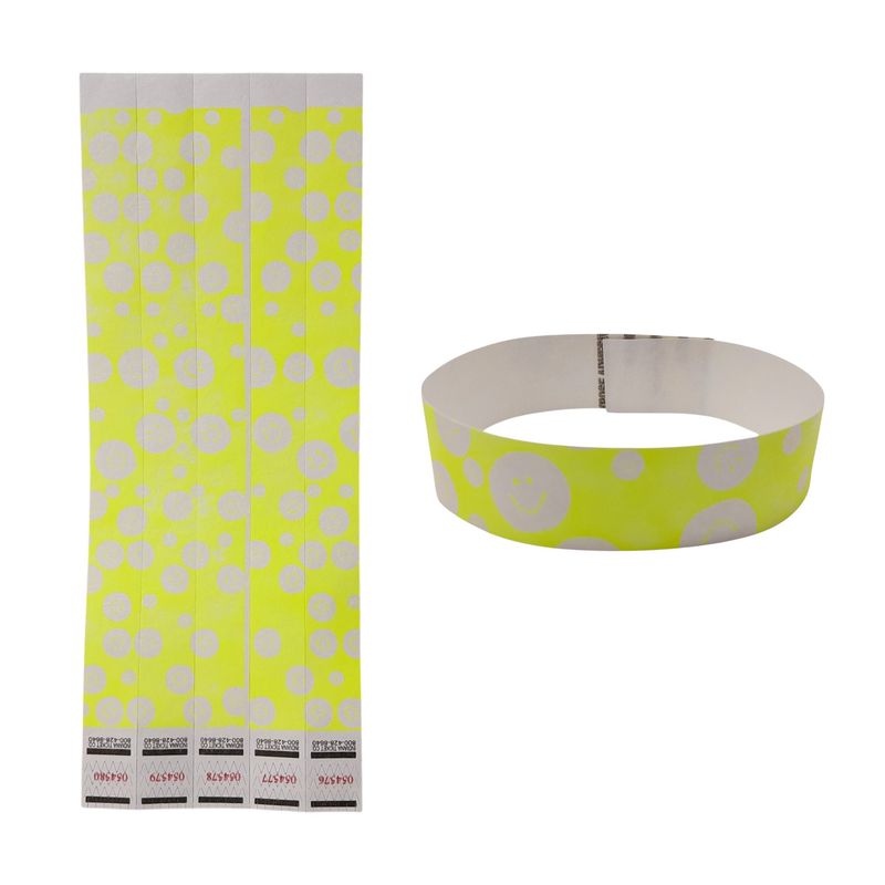 20pc Wristband Smile Neon Yellow