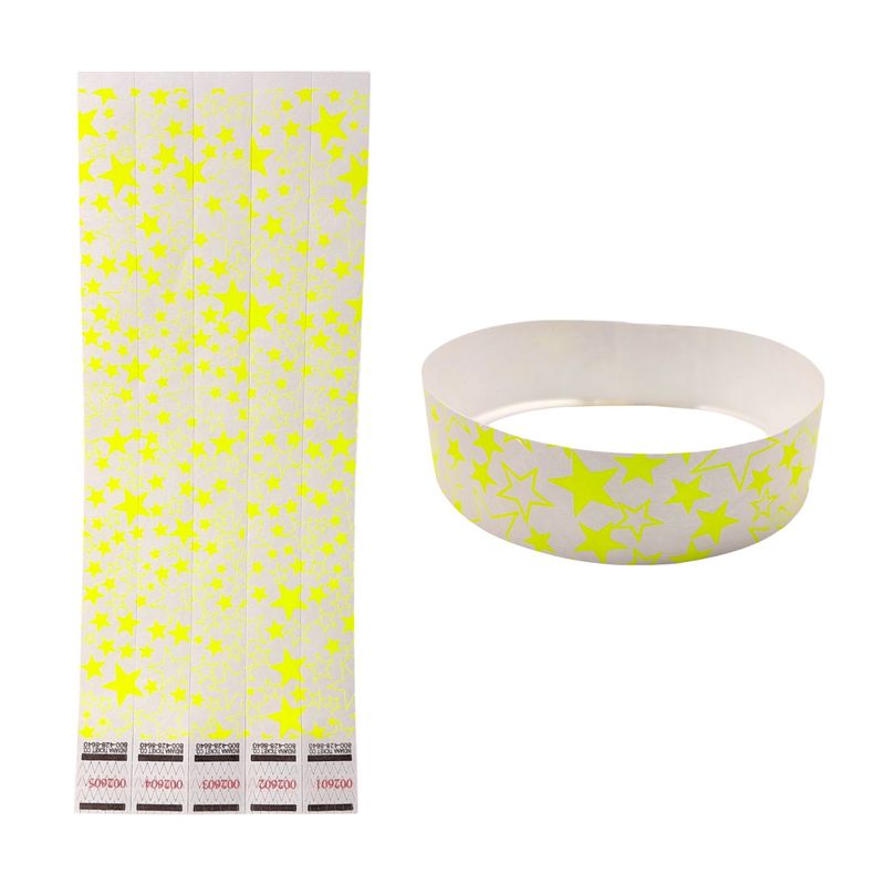 20pc Wristband Stars Neon Yellow