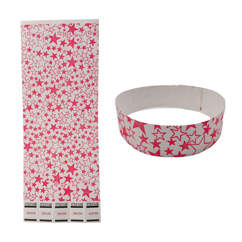 20pc Wristband Stars Neon Pink