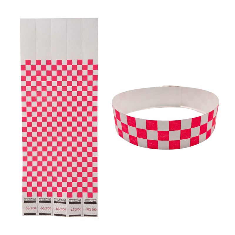 20pc Wristband Checkered Pink