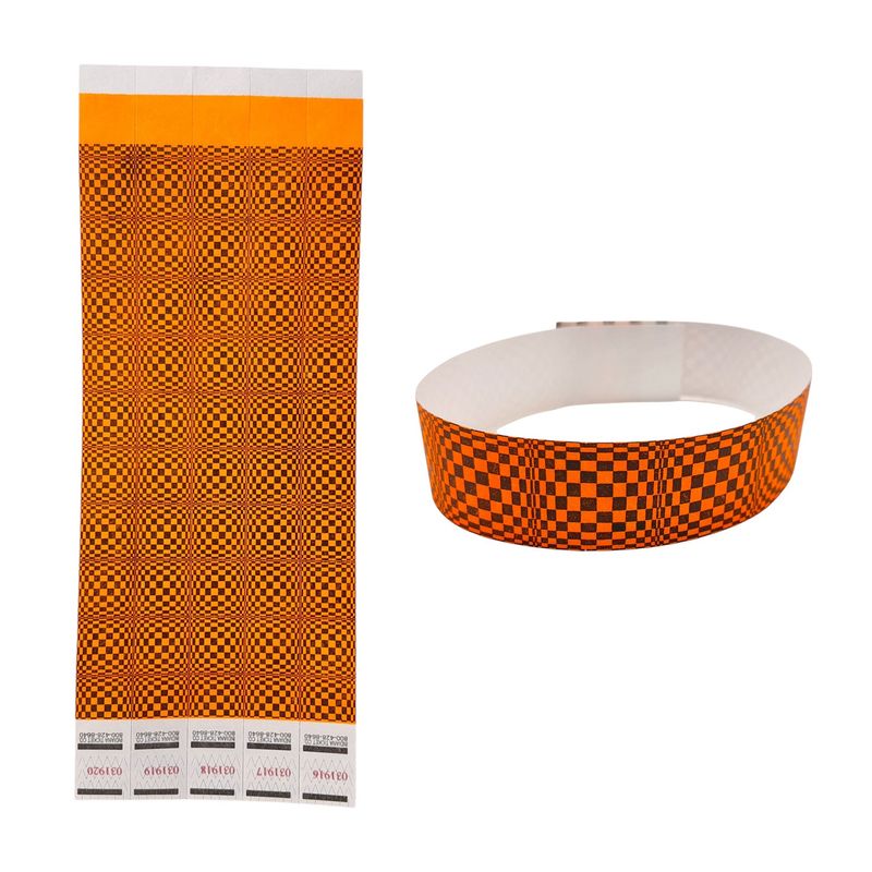 20pc Wristband 3-D Checkered Neon Orange