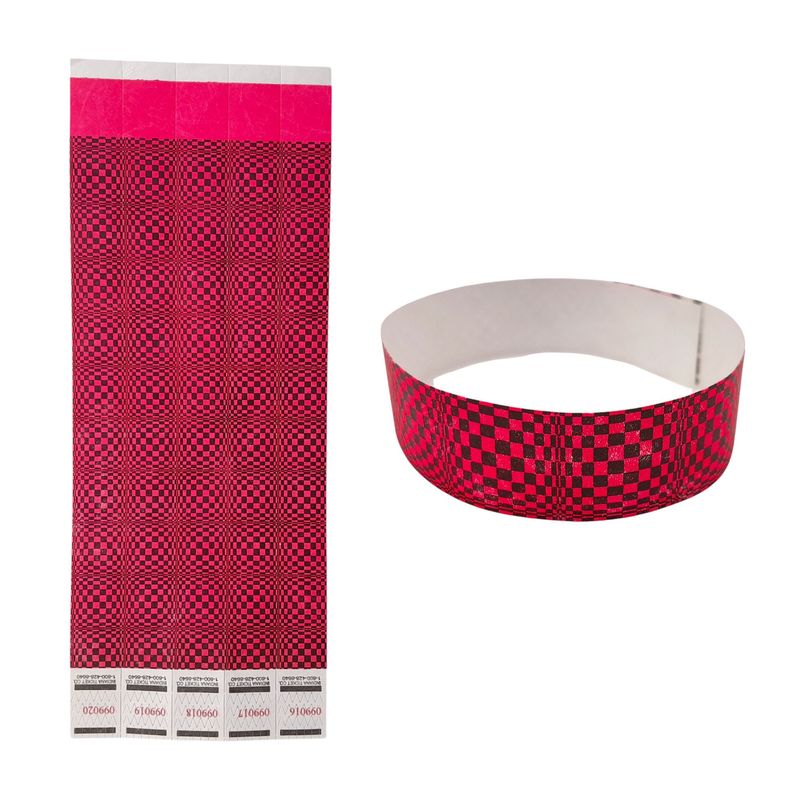 20pc Wristband 3-D Checkered Neon Pink