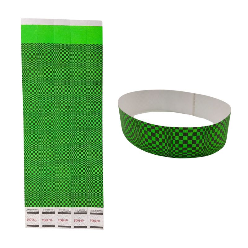 20pc Wristband 3-D Checkered Neon Green