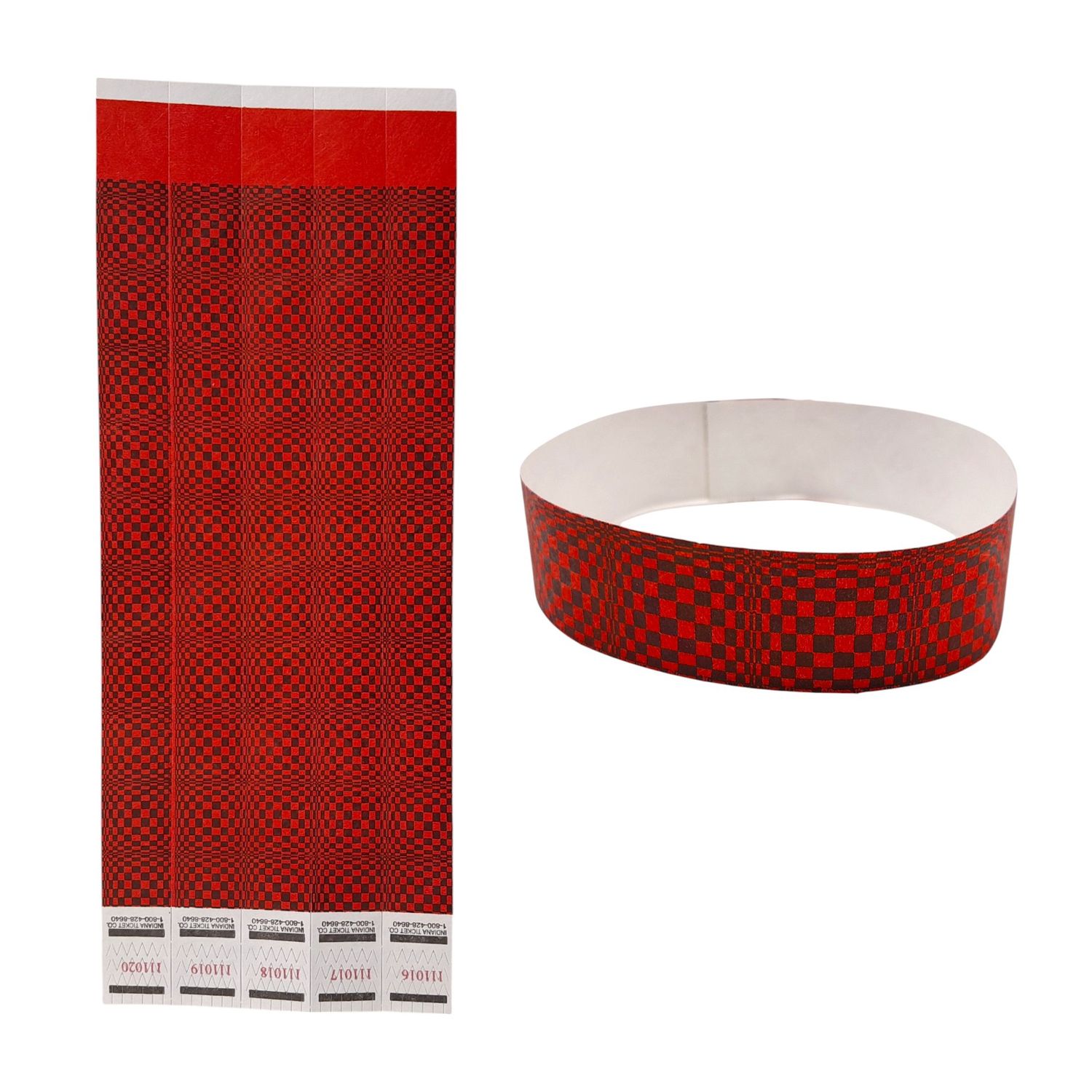 20pc Wristband 3-D Checkered Red