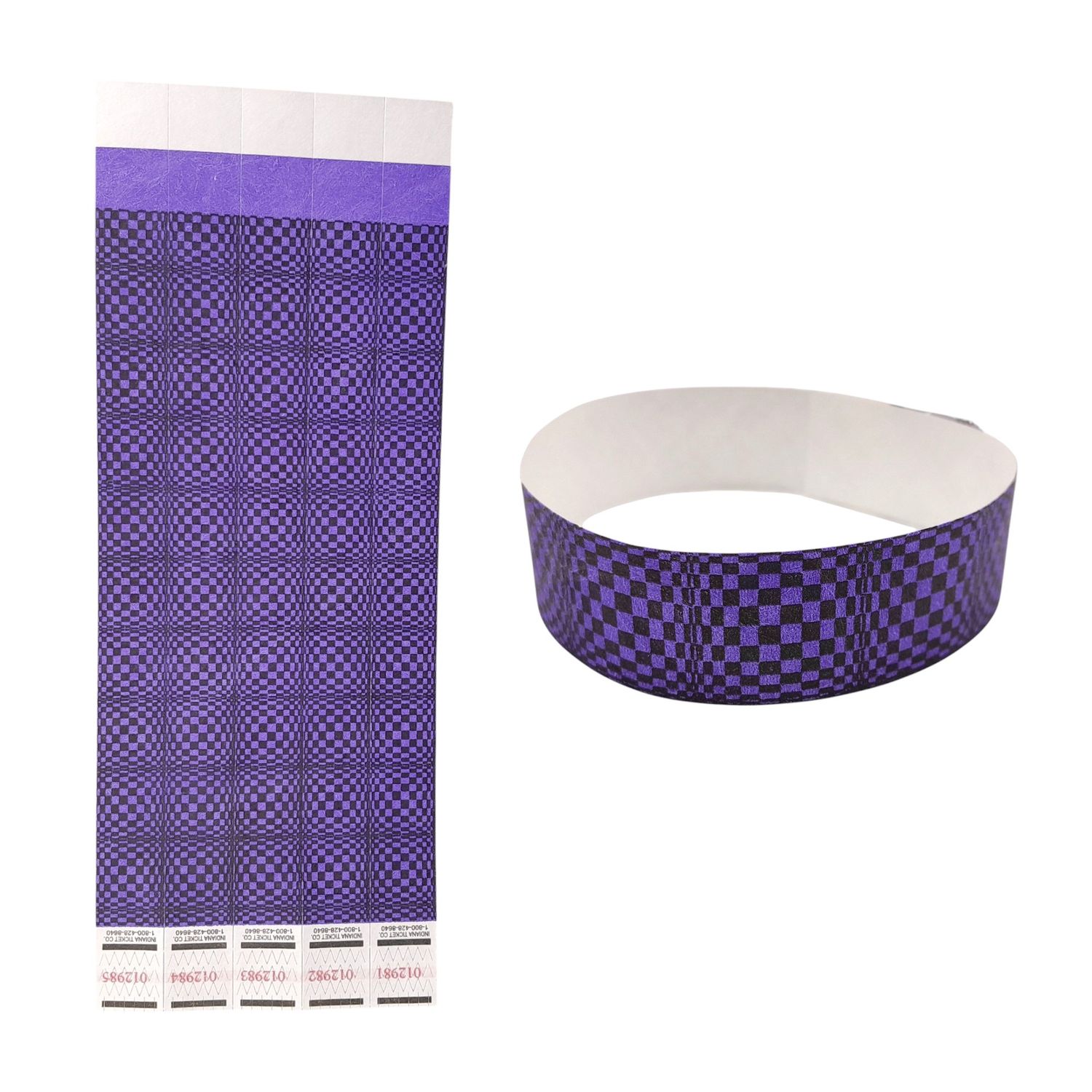 20pc Wristband 3-D Checkered Purple