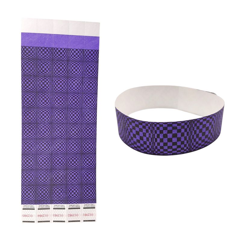 20pc Wristband 3-D Checkered Purple