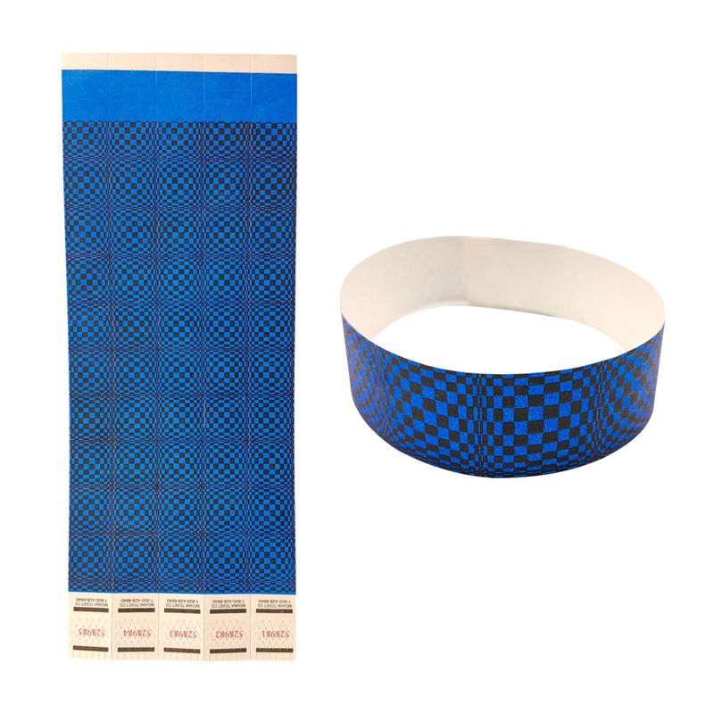 20pc Wristband 3-D Checkered Blue