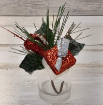 6&quot; Glitter Gift Box Pick Red/White