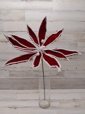 30&quot; Snowy Poinsettia Spray Red/White