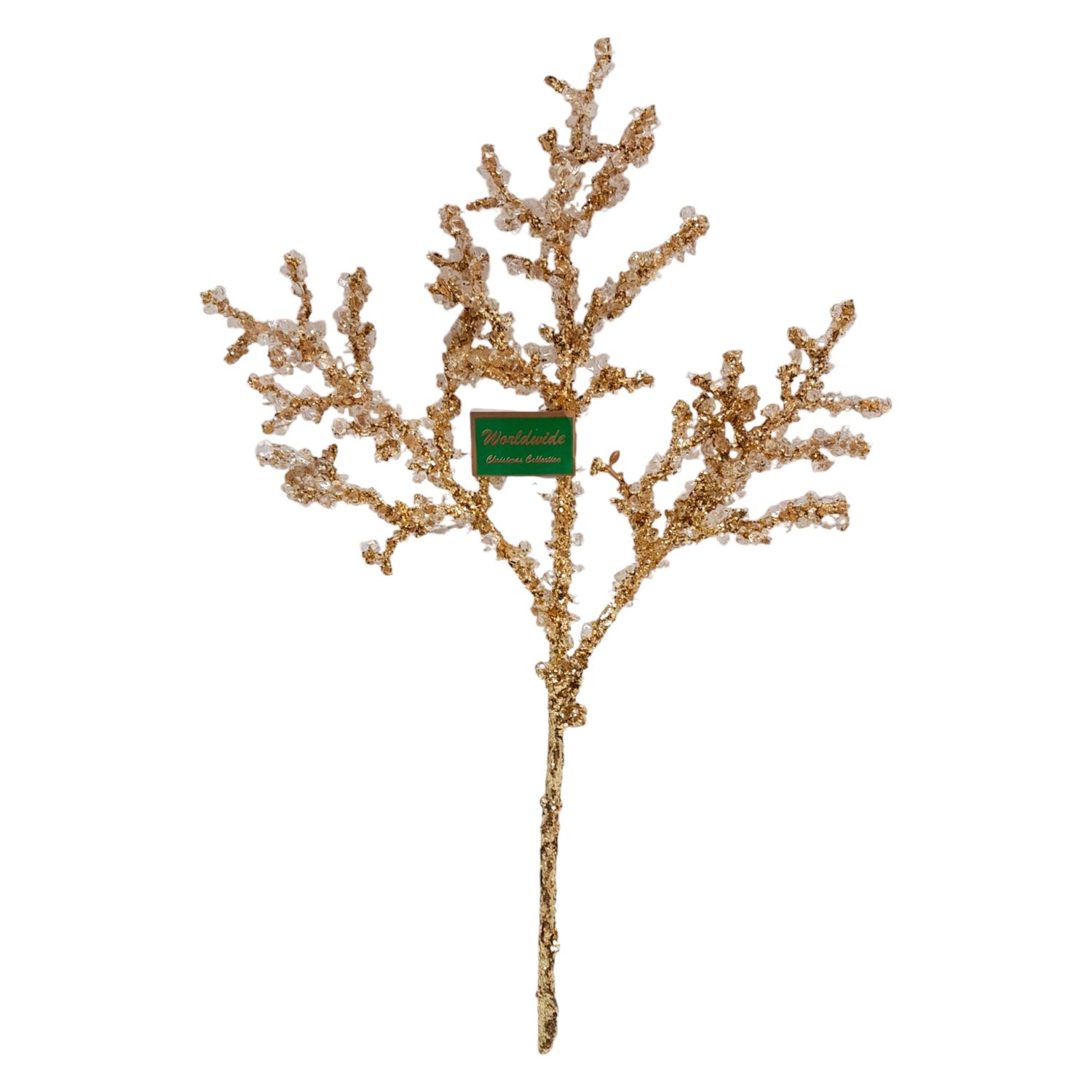 18" Iced Twig Spray Gold