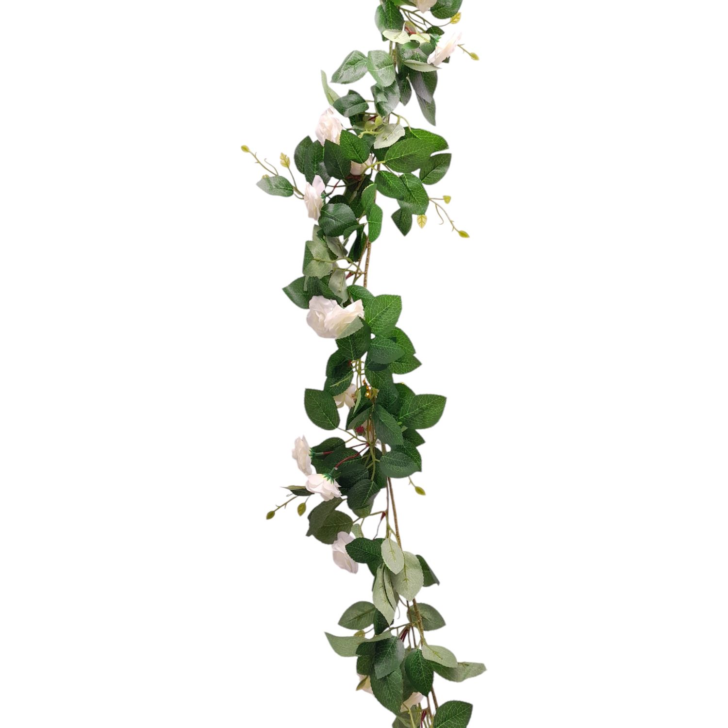 70&quot; Rose Garland w/2&quot; Roses White