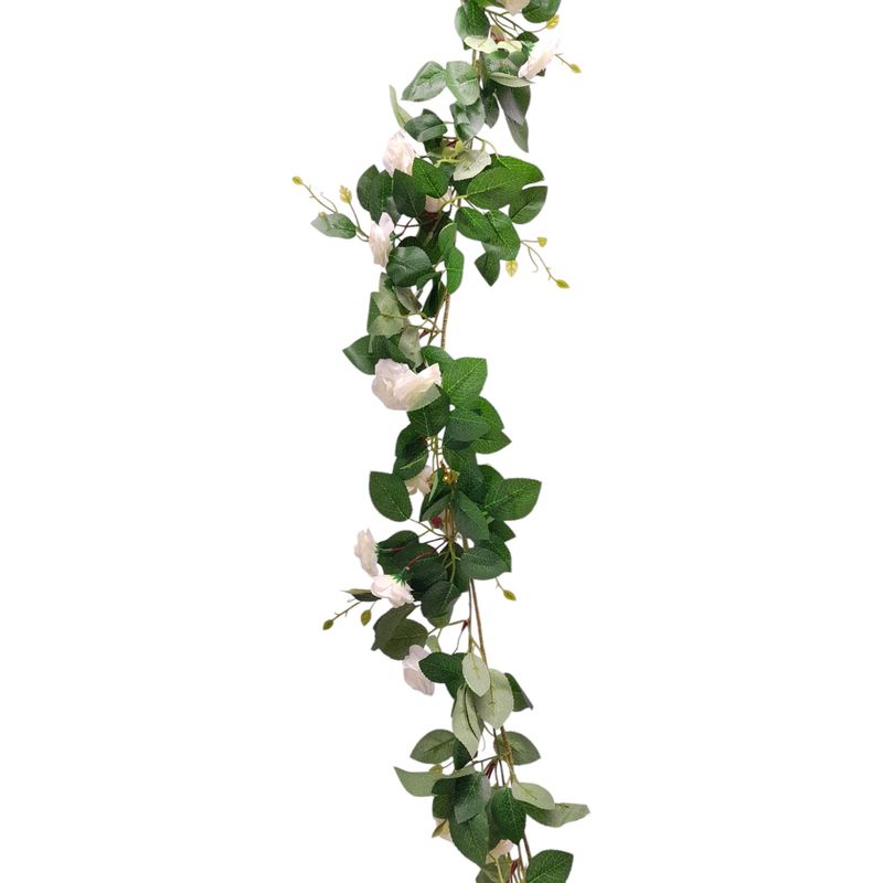 70&quot; Rose Garland w/2&quot; Roses White