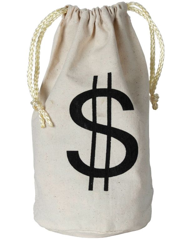 8.5&quot;x6.5&quot; &quot;$&quot; Burlap Drawstring Bag
