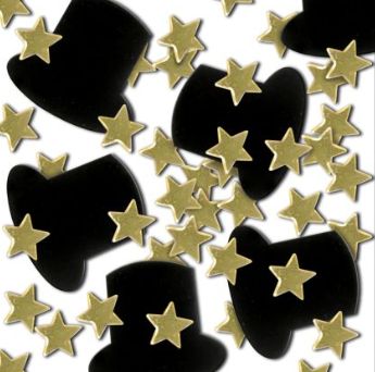 1oz Top Hat &amp; Gold Star Confetti