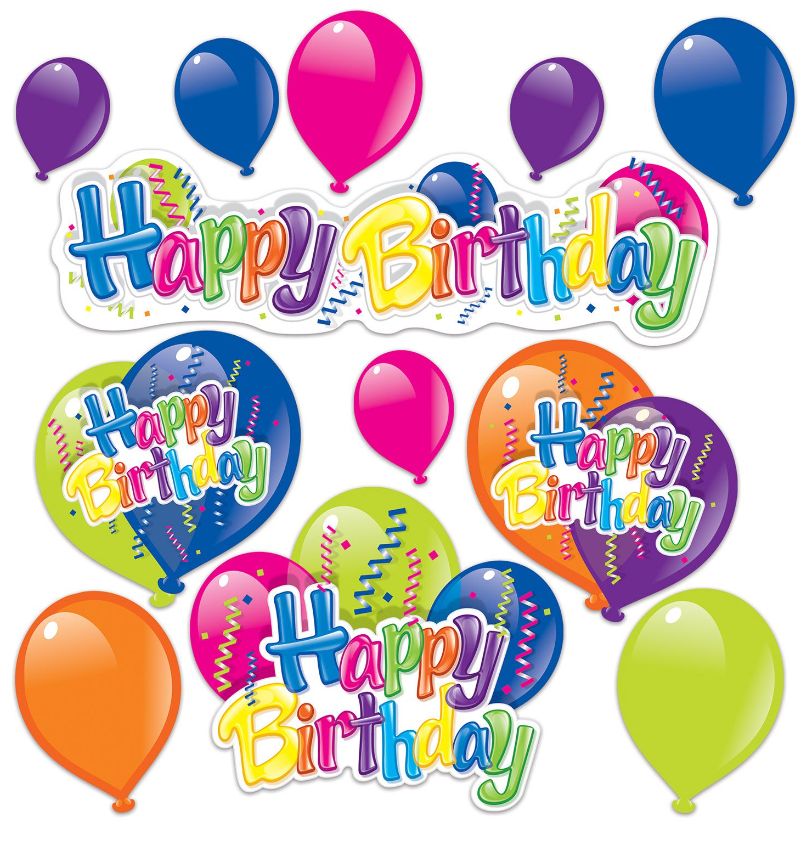 12pc 5&quot;-24.5&quot;  Happy Birthday Cutouts