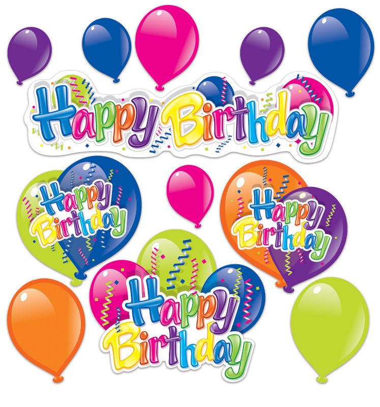 12pc 5&quot;-24.5&quot;  Happy Birthday Cutouts