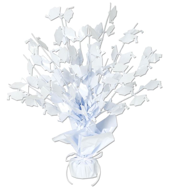 15&quot; Graduation Cap Centerpiece White