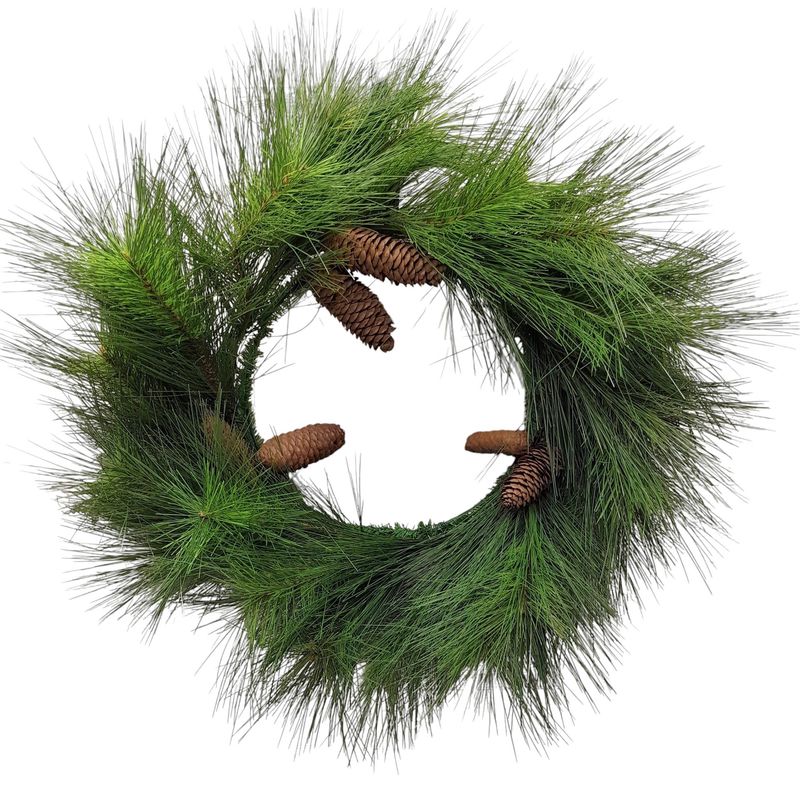 24&quot; Mixed Pine Wreath w/Pinecones
