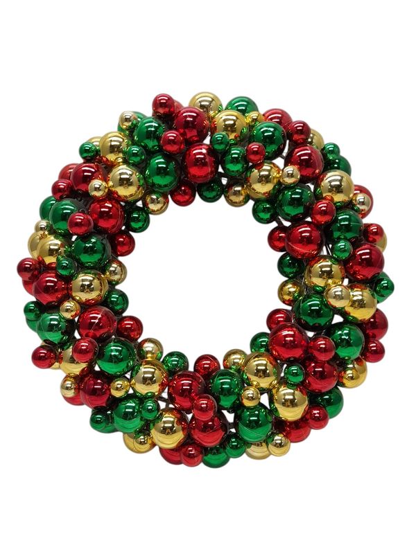 16&quot; Mixed Ball Wreath Red/Green/Gold