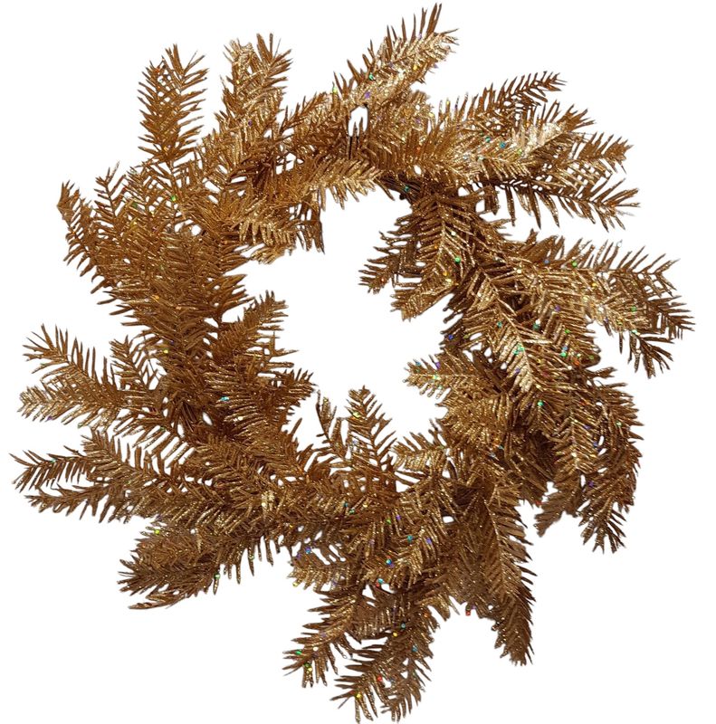 24&quot; Glitter Hemlock Wreath Gold