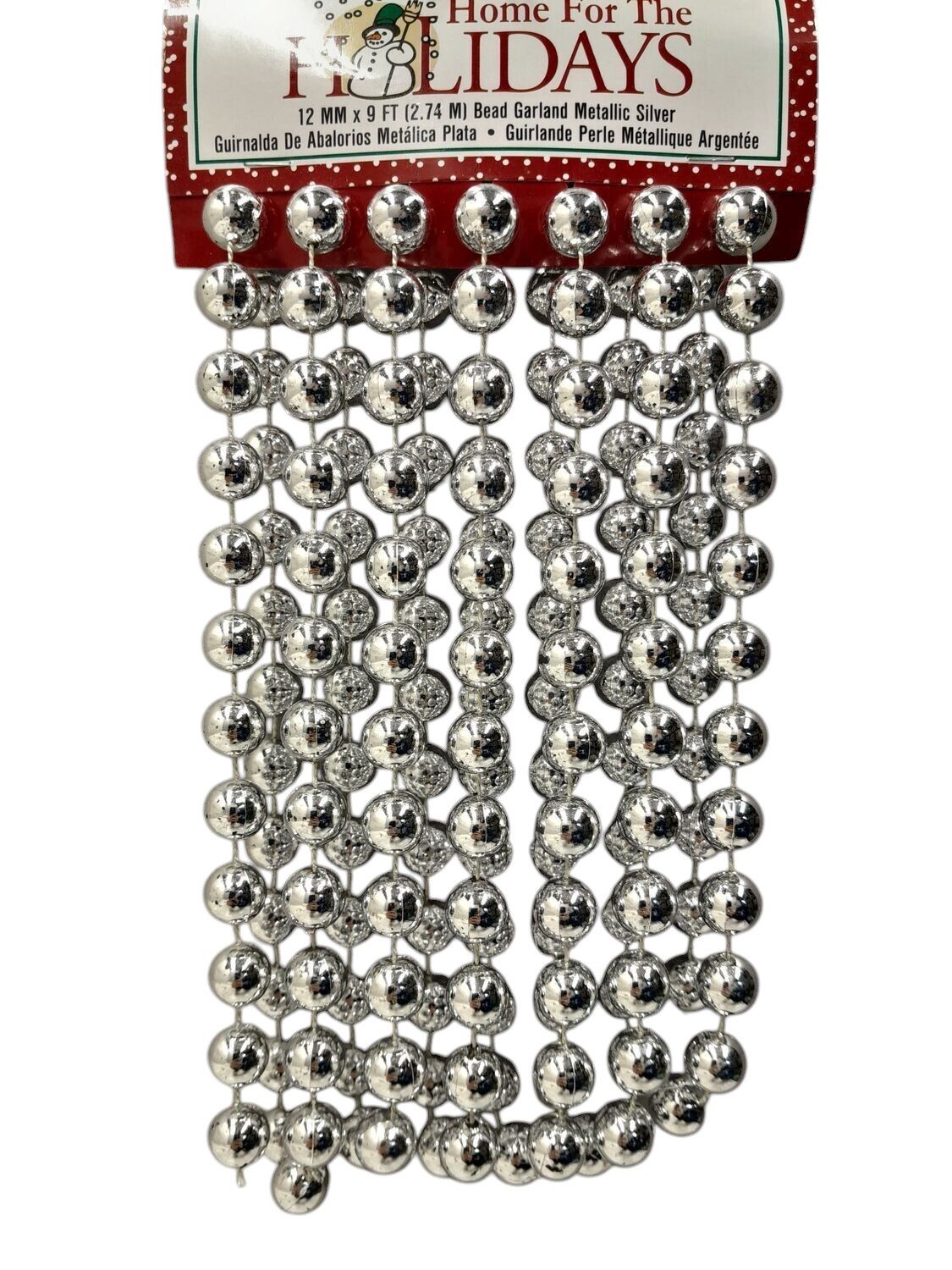 12mm 9&#39; Bead Garland Silver