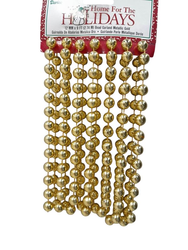 12mm 9&#39; Bead Garland Gold