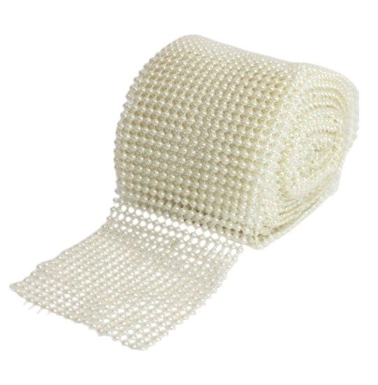 4.5&quot;x10yd 4mm Flat Pearl Mesh White