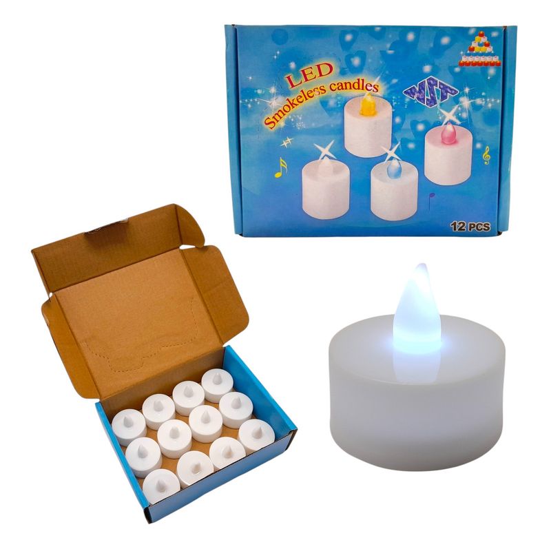 12pc 1.5&quot;x.75&quot; Led Tea Lights White