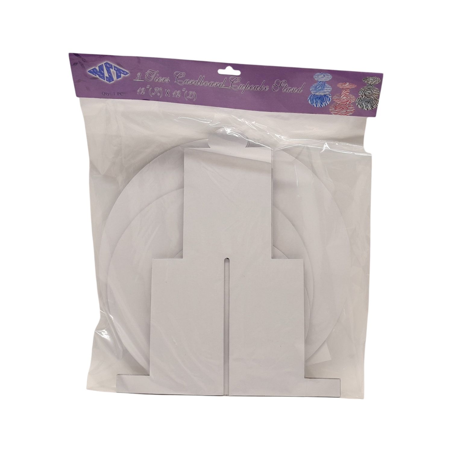 12&quot;x12&quot; 3 Tier Cardboard Cupcake Stand White